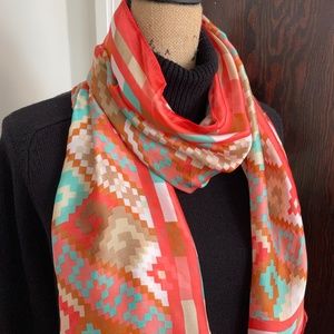 Silk Touch scarf | peach red & aqua green | NWT